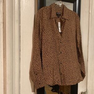 J. Crew Tan and Black Leopard Print Blouse